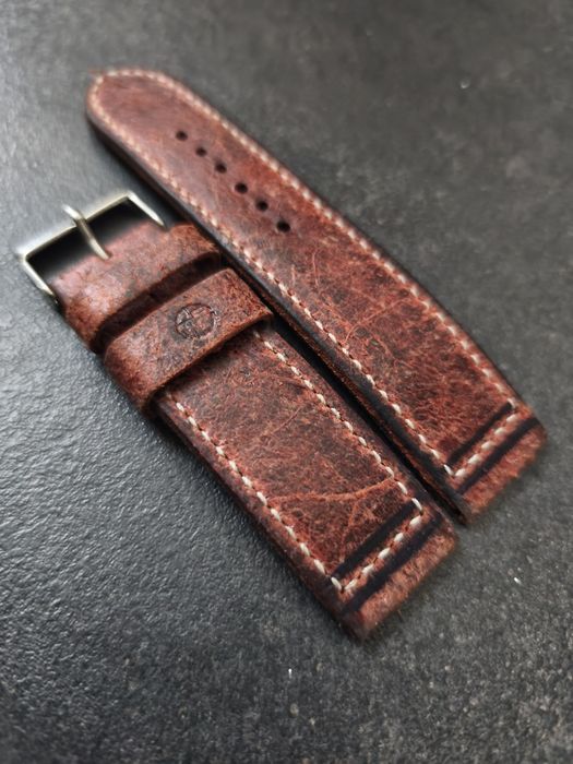 Pasek skórzany do zegarka vintage 22/22 mm