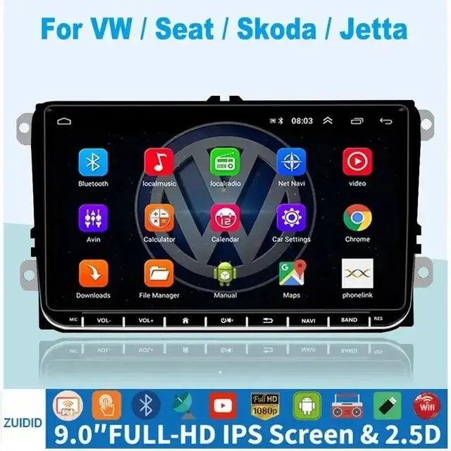 Магнітола універсальна Android 14Vag Volkswagen Skoda Seat Touran Golf