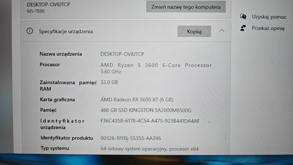 Komputer PC Ryzen 5 3600 | 32 GB RAM | RX 5600 XT | SSD NVMe do gier