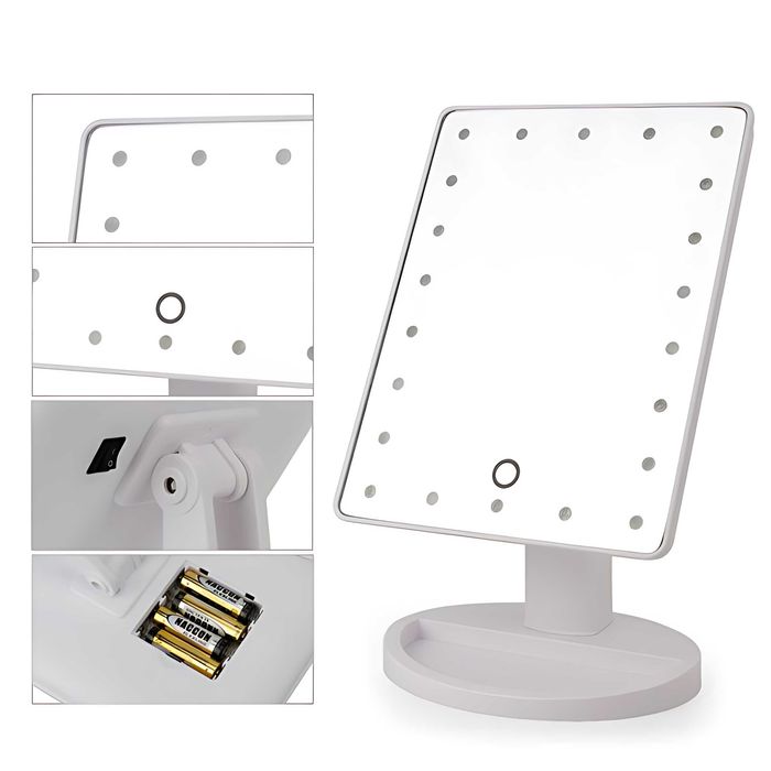 Біле дзеркало для макіяжу Mirror White з 16 LED-підсвічуванням
