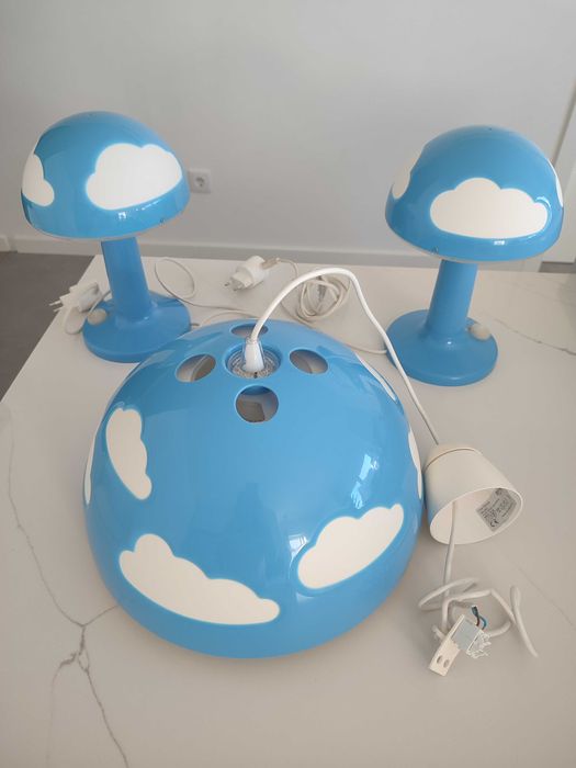 3 Candeeiros criança nuvem, Ikea, Skojig.