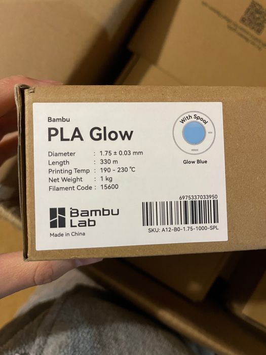 філамент Bambu Lab PLA Glow 1.75 mm, світиться у темряві
