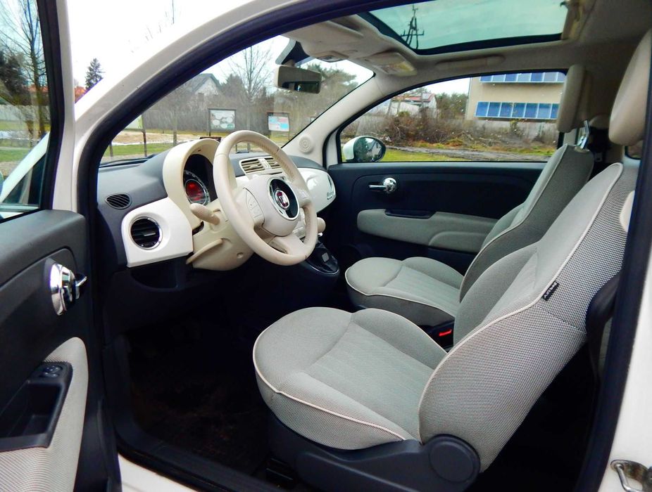 Fiat 500 1.2 Lounge 2014 bogata wersja biały środek bezwypadkowy