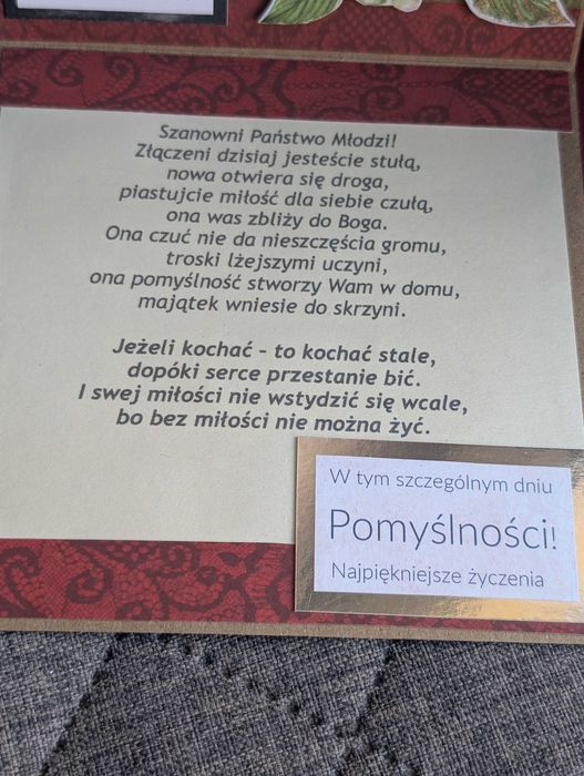 Kartka ślubna z życzeniami z kopertą