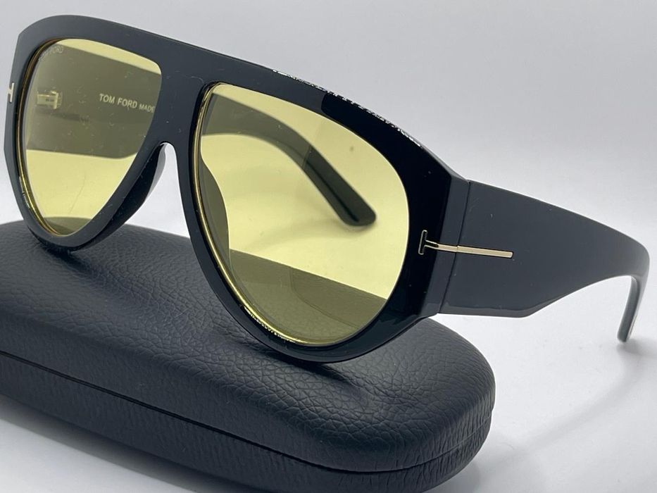 TOM FORD damskie duże okulary przeciwsłoneczne żółte szkła