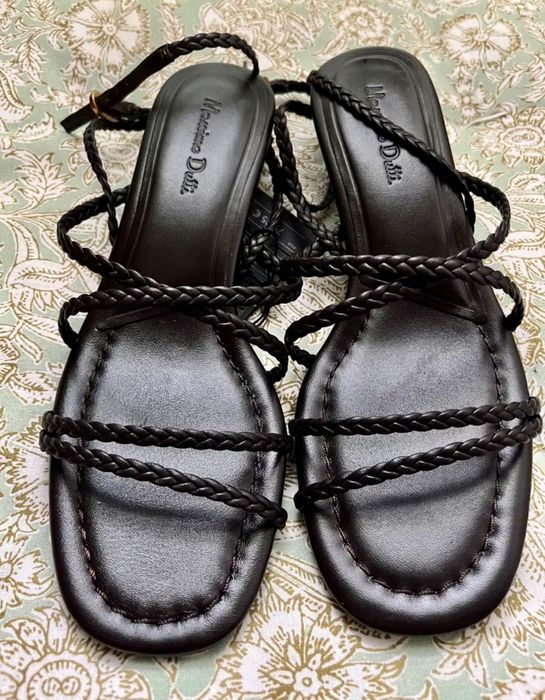 Massimo Dutti плетені коричневі шкіряні босоніжки сандалі босоножки 39