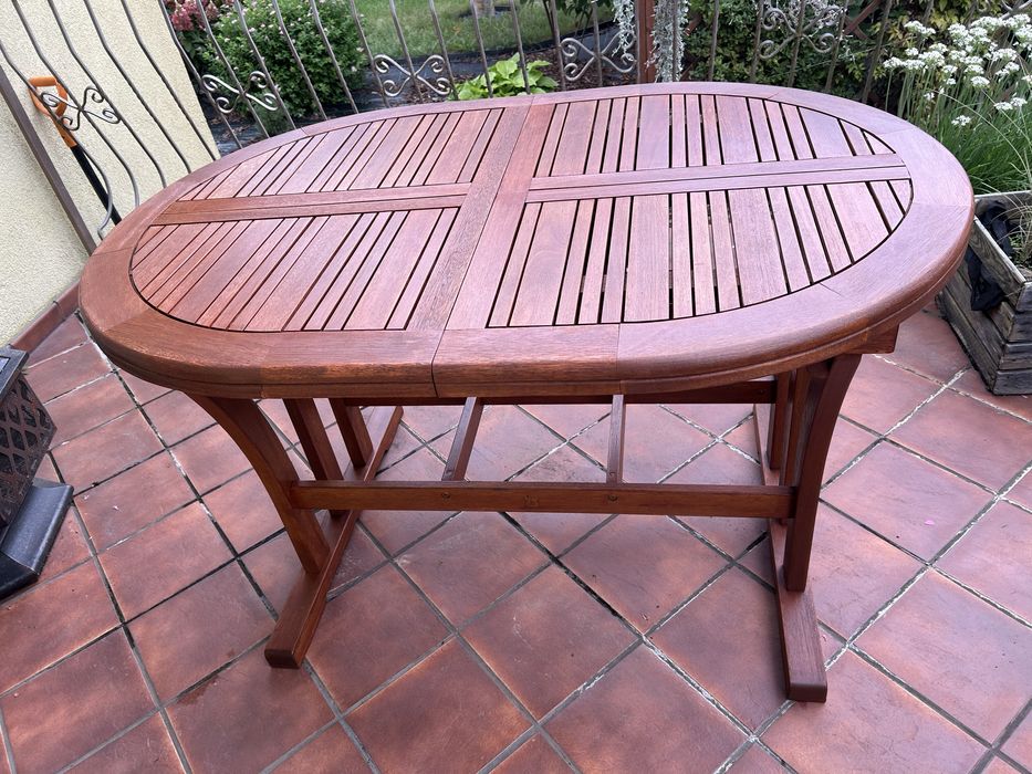 Drewniany stół ogrodowy rozkładany + ławka 3-osobowa - komplet.