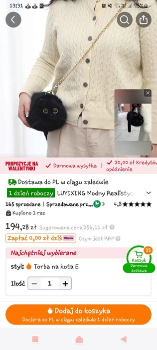 Torebka KOT dla dziewczynki