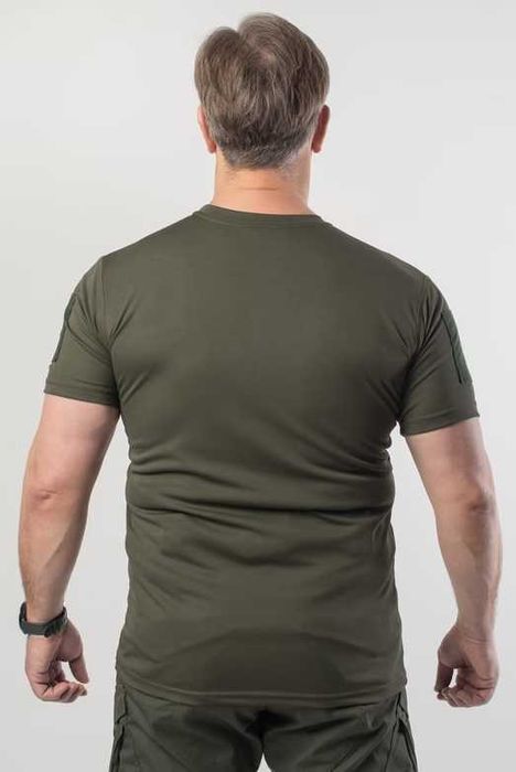 Тактична літня футболка Coolmax Military з велкро панелями Олива