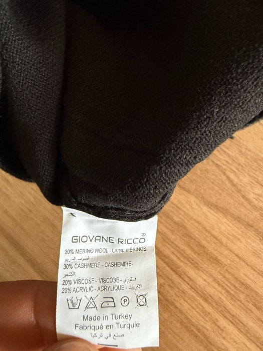 Sweter męski z golfem z wełną z merynosa i kaszmirem L brązowy