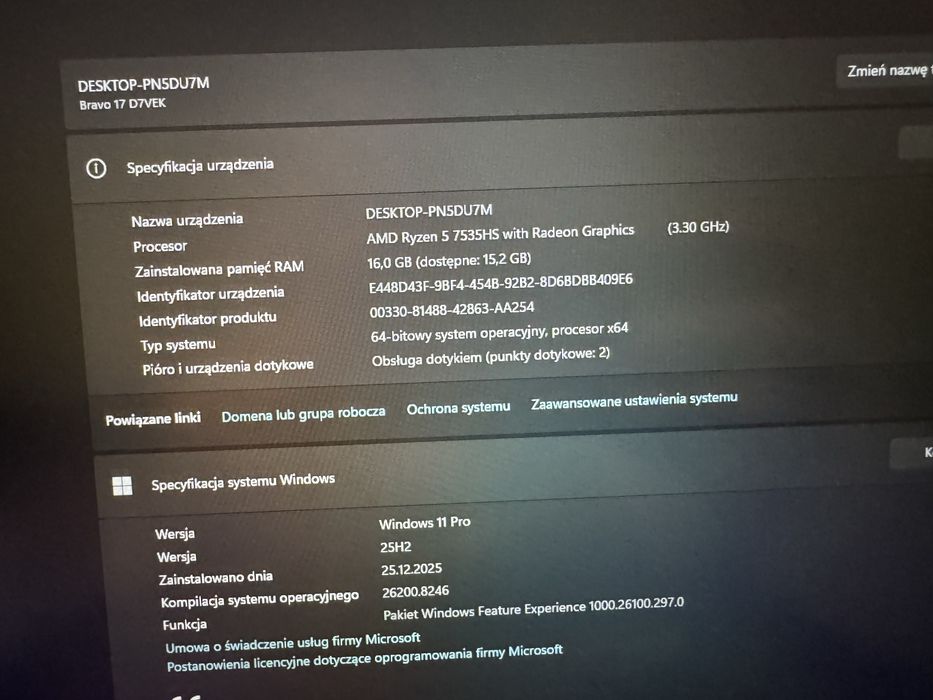 Laptop gamingowy MSI BRAVO 17 WINDOWS 11