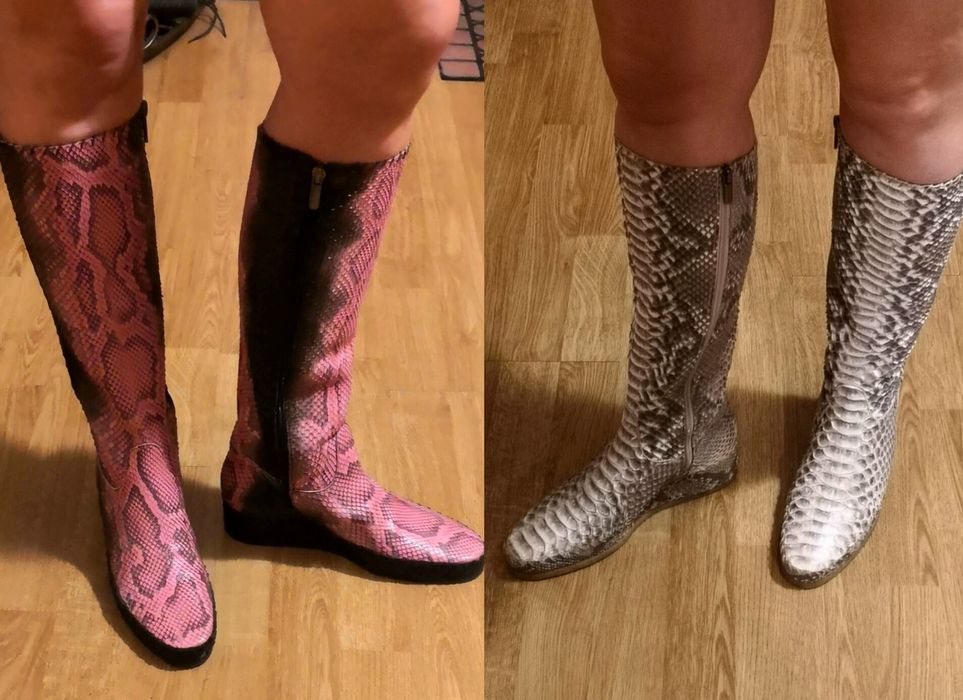 Распродажа - 78%. Последние 2 пары. Крутые сапоги из кожи питона. Итал
