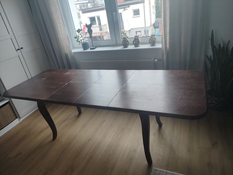 Duży rozkładany stół drewniany Vintage PRL retro