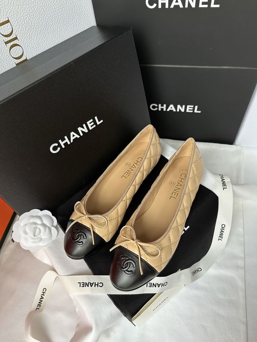 Baleriny chanel beige leather