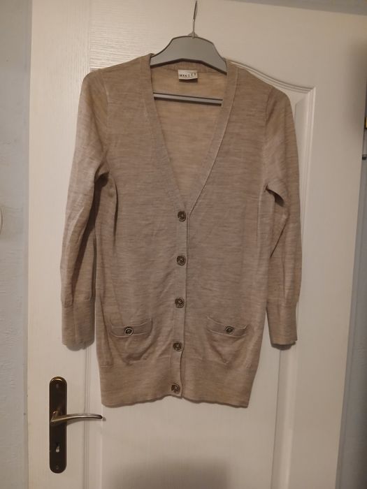 Kardigan  beż sweter minuet 40 merino hit tanio