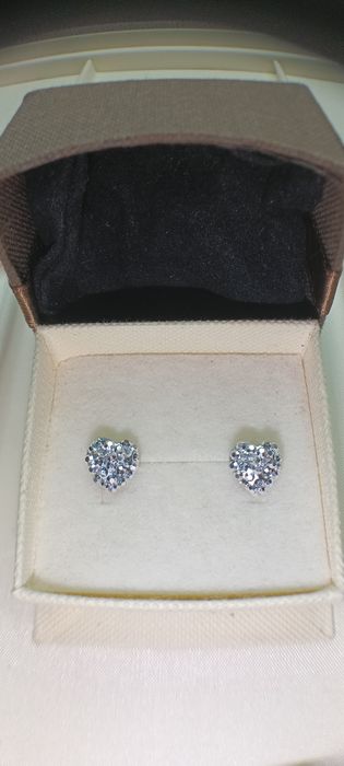 srebrne 925 sztyfty kolczyki błyszczące serduszka