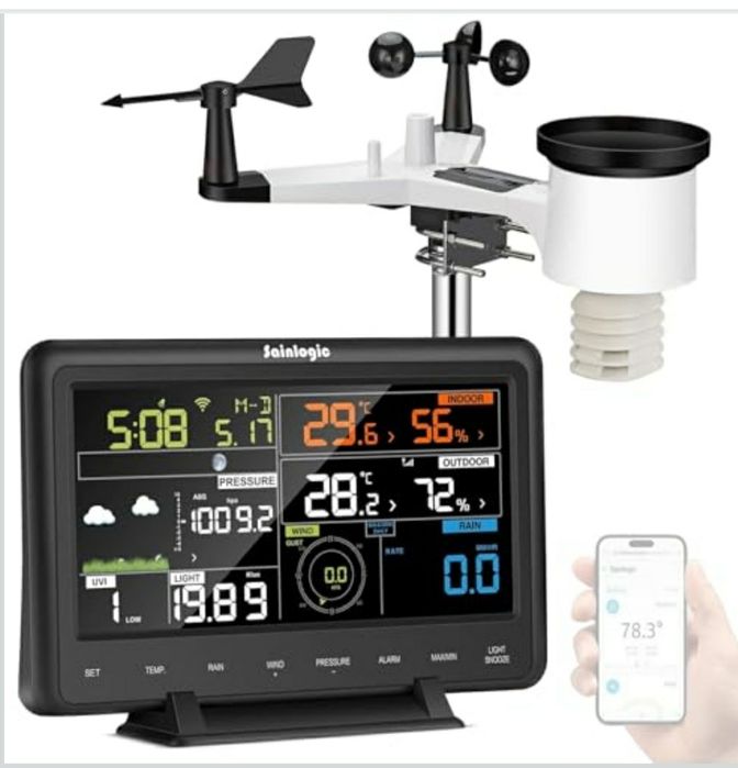 Профессиональная беспроводная метеостанция Sainlogic,метеостанция 7в1