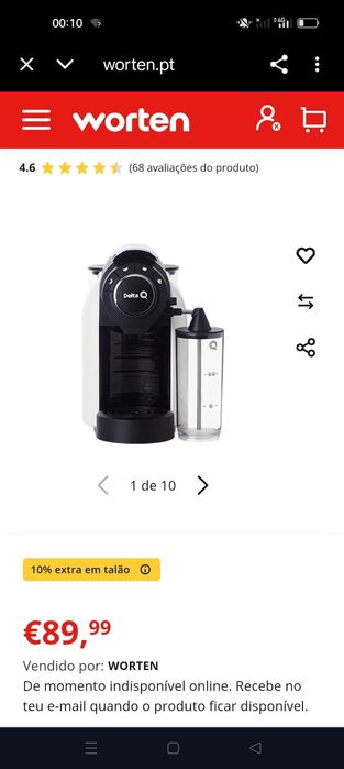 Maquina de café DELTA Q MilkQool na cor branca