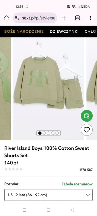 Jak nowy Komplet River Island mini bluza i spodenki 92