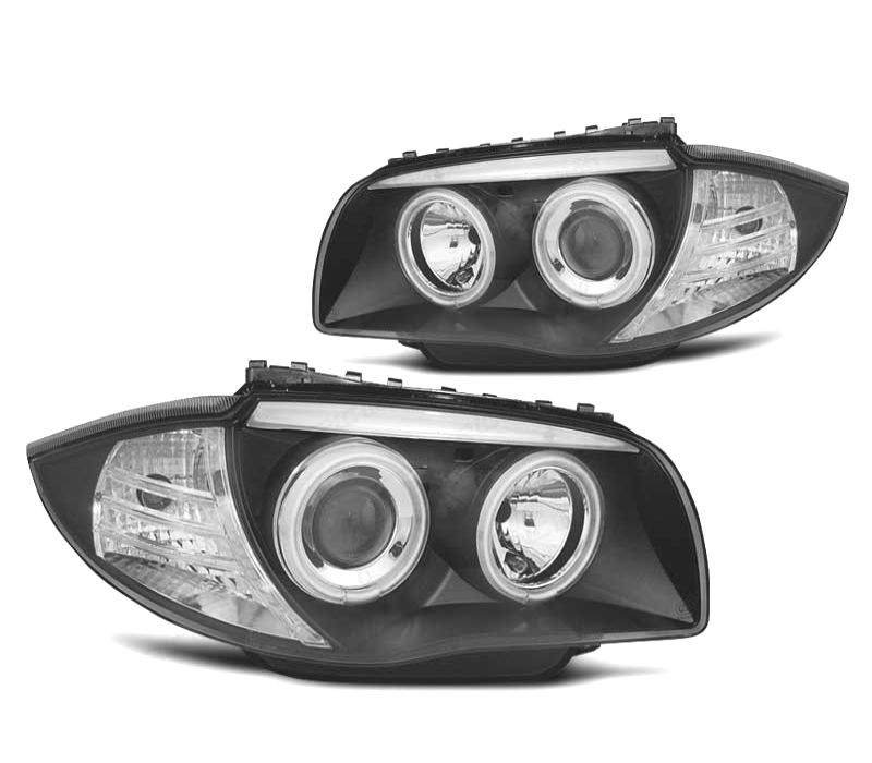 FARÓIS BMW E81 E87 E82 E88 ANGEL EYES CCFL FUNDO PRETO