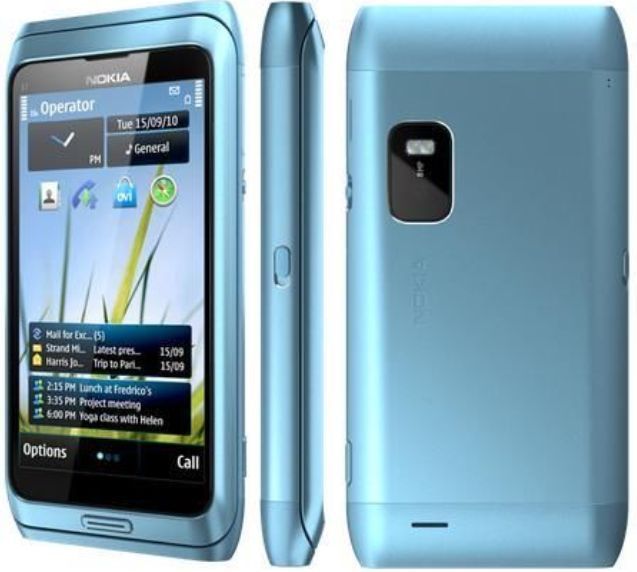 Nokia E7 Niebieska + Pudełko + Ładowarka + Słuchawki | Komplet | Do naprawy