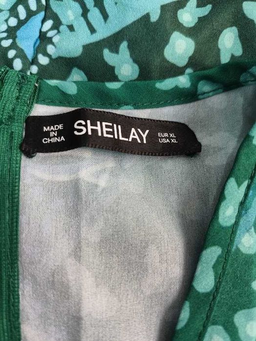 Długa sukienka damska maxi zielono-turkusowa boho lato wakacje, XL