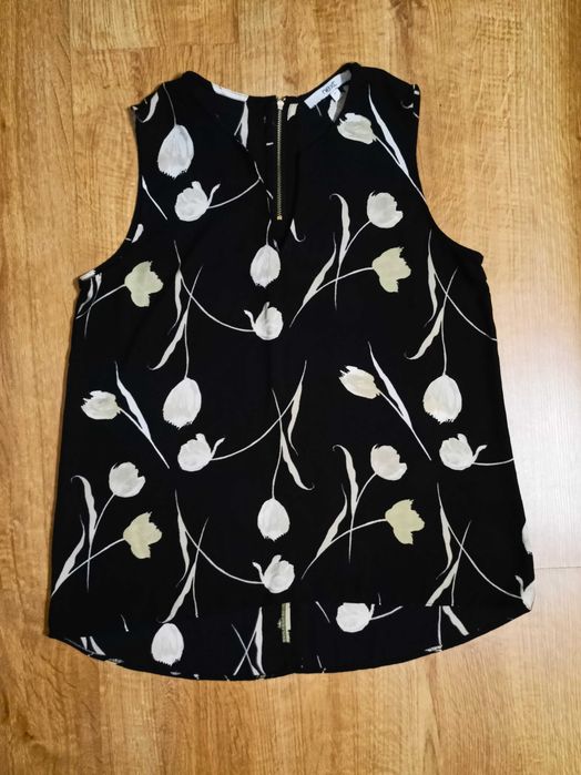 Wzorzysta elegance luźna bluzka w tulipany