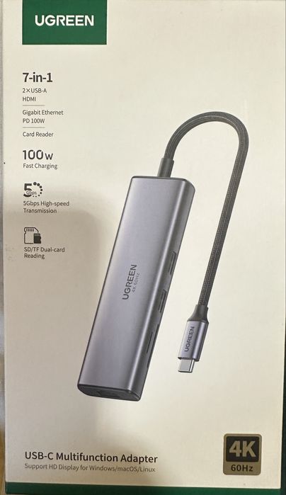 Хаб Ugreen 7 в 1 4K 100 W