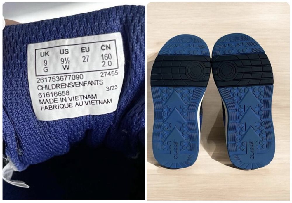 Оригінальні сині кросівки Clarks 27 розмір