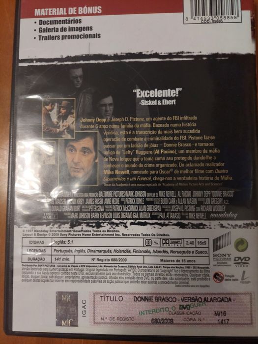 Dvd - Donnie Brasco edição alargada