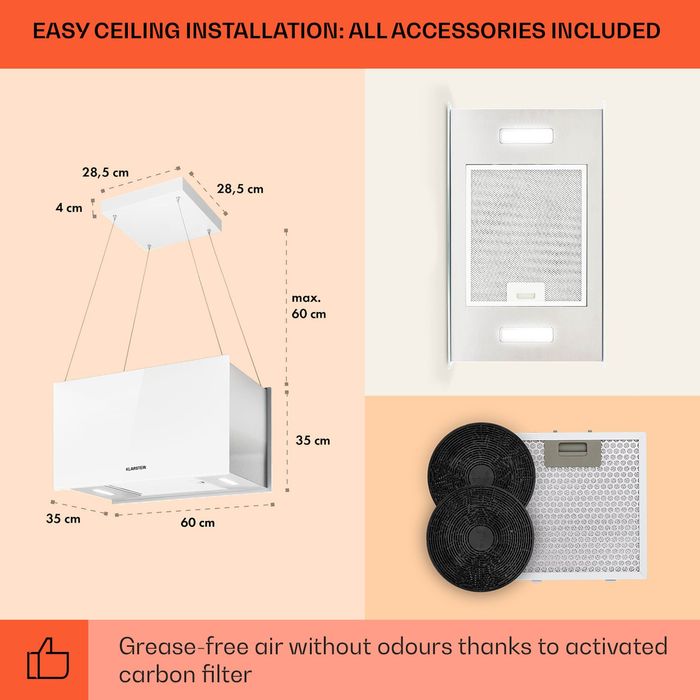 Klarstein kronleuchter okap  wyspowy 60cm