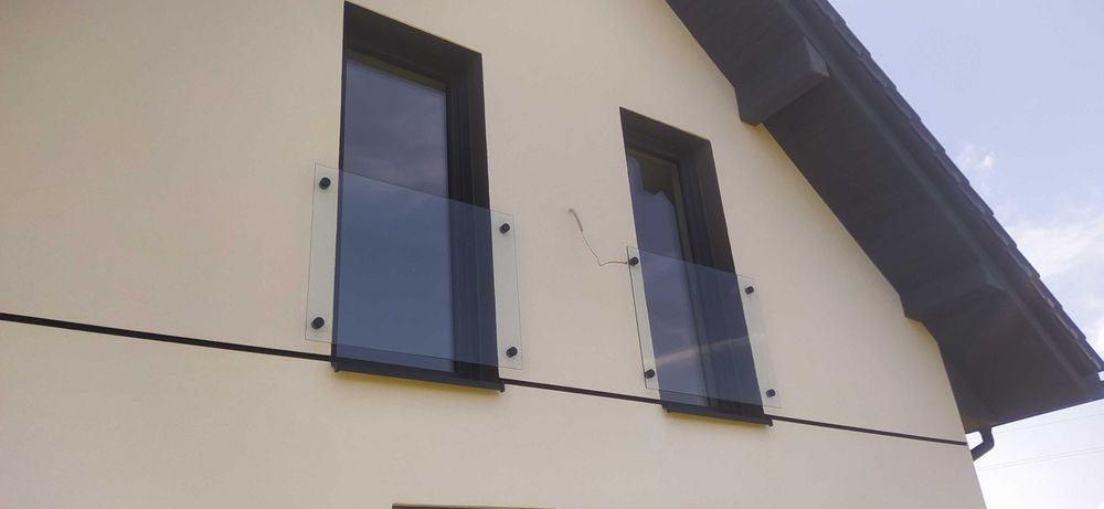 Balustrada na rotulach na profilu szklana balkon francuski poręcz nierdzewna