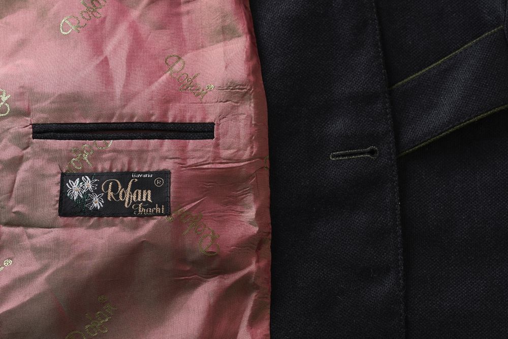 ROFAN TRACHT czarna marynarka męska bawarska myśliwska wełna jedwab 58