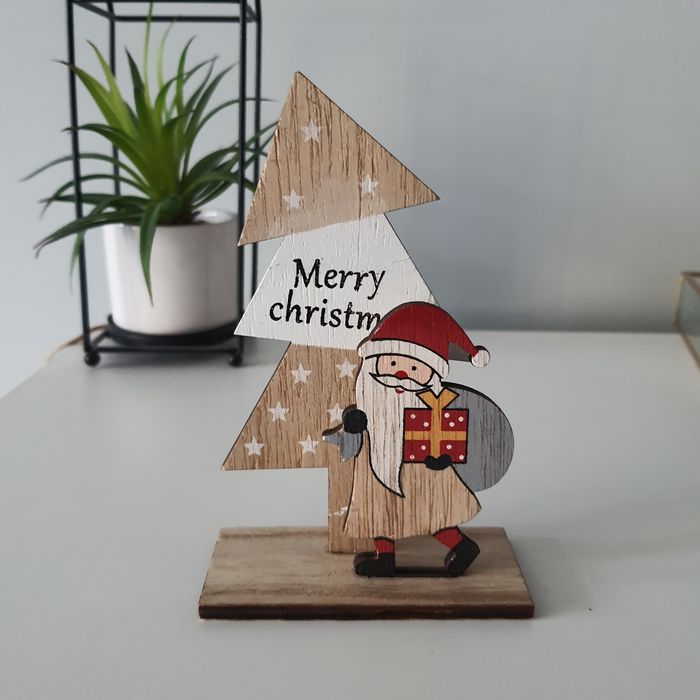 Mikołaj choinka figurka drewniana dekoracja ozdoba święta  NO