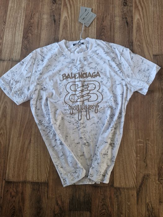 Koszulka męska damska bawełna tshirt  balen S  biala zlote logo metki