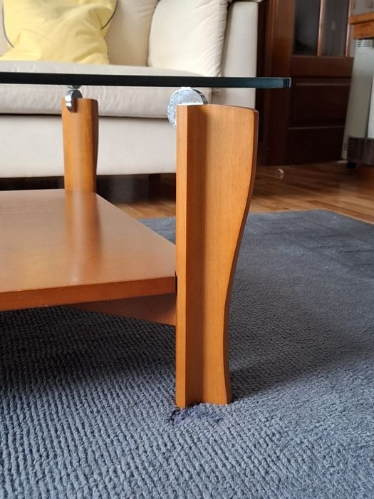 Mesa de Centro Vidro e Madeira/ Como Nova