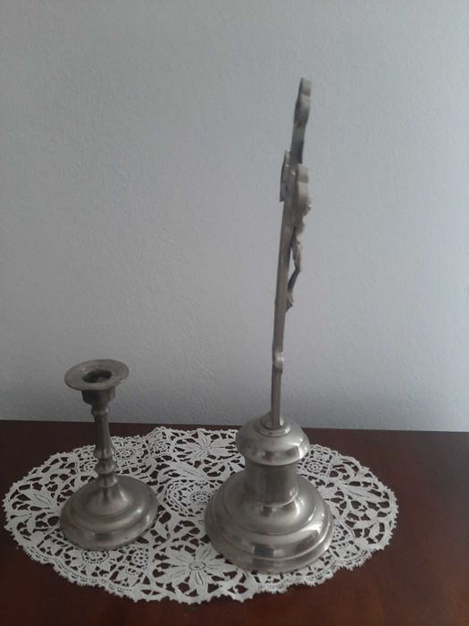 Tradycyjny zestaw kolędowy krzyż 2 x świecznik