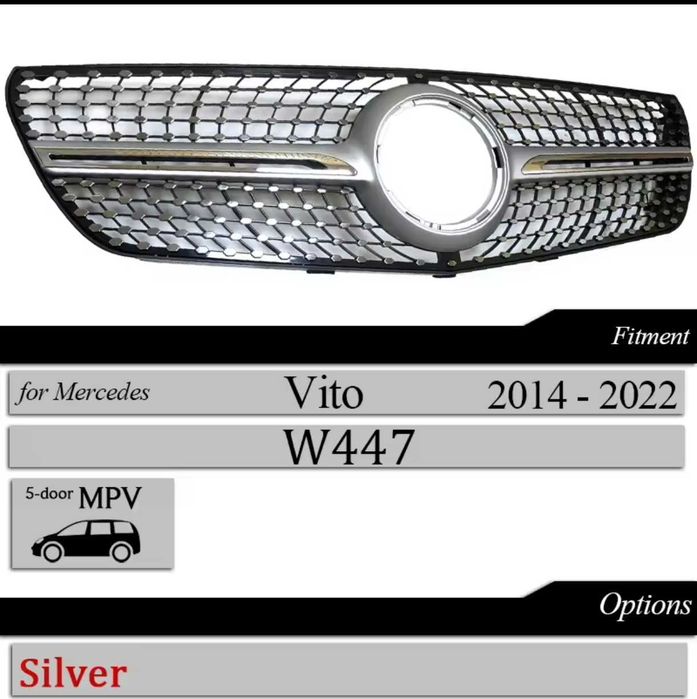 Grelha dianteira para Mercedes-Benz Classe V e Vito 2014-2022 W447