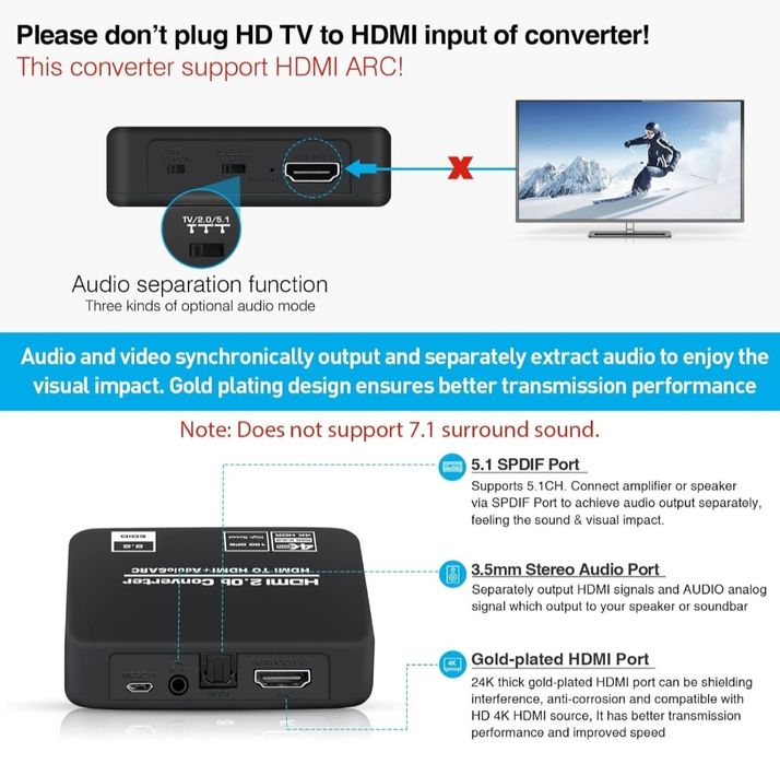 Konwerter ekstraktor audio adapter 4k