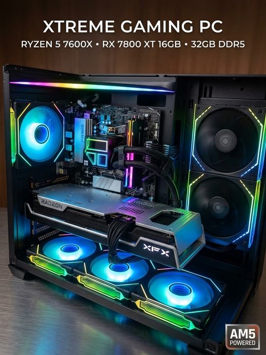 XTREME Gaming PC | Ryzen 5 7600X | RX 7800 XT 16GB | 32GB DDR5 6000 | AM5 | 1TB SSD