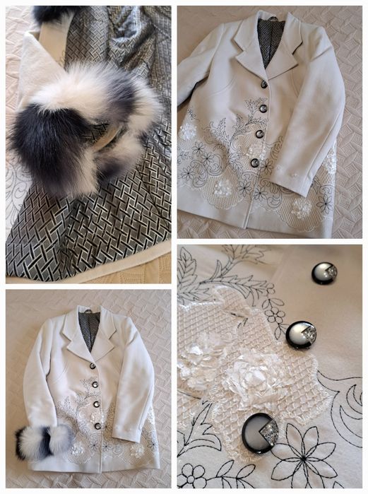 Жіноче світле пальто з хутром