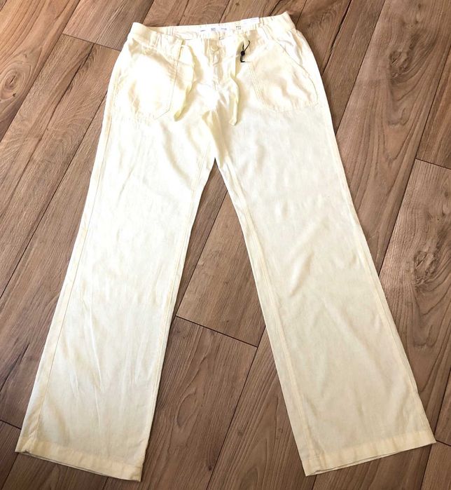 Spodnie damskie lniane jasnożółte r.L/40-42 45zł