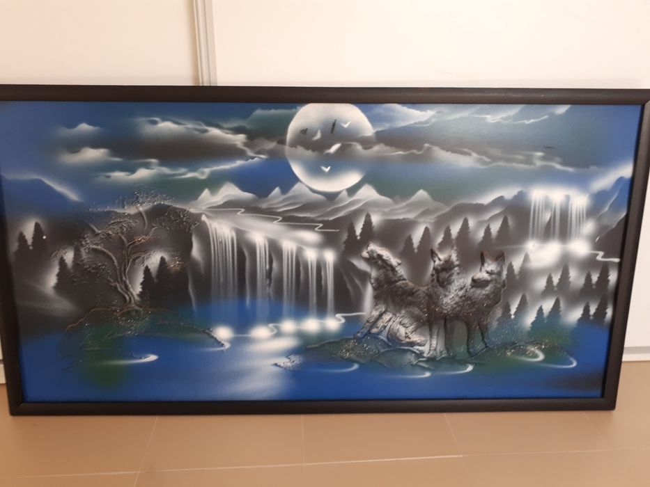 Quadro pintado sobre madeira platex