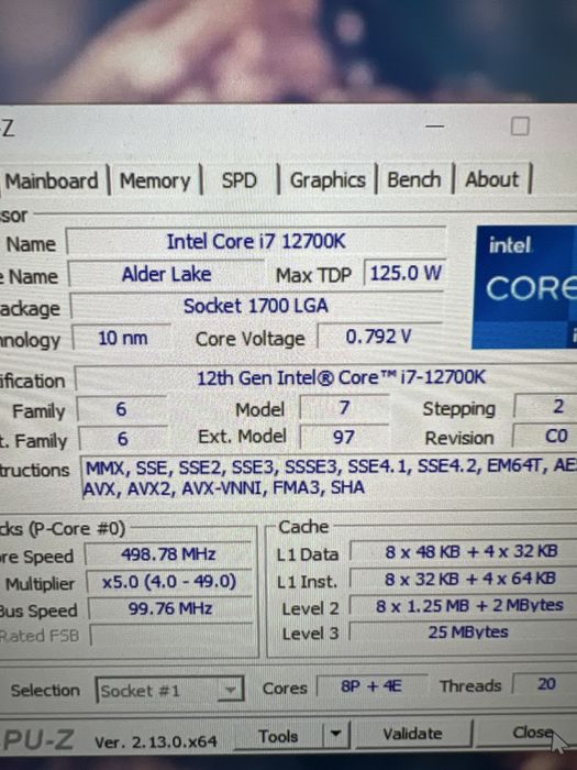 Intel i7 12700k CPU64552310692354121