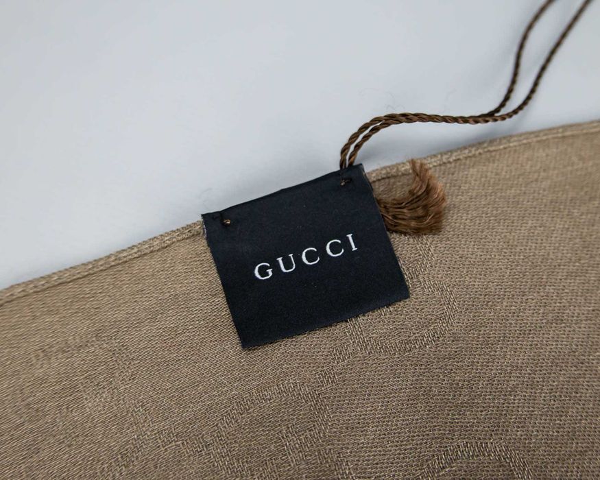 Монограмный шерстяной шарф Gucci.Шелковый палантин.Шаль.Кашемир