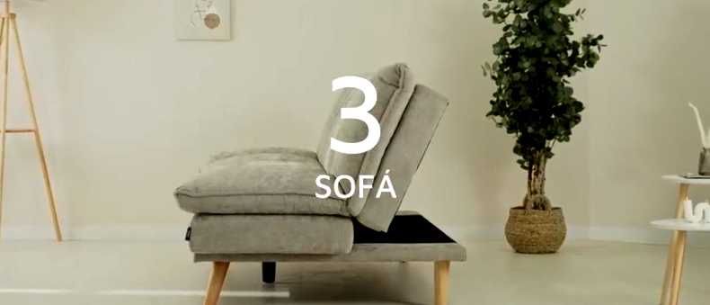 Sofá-cama de 3 lugares novo