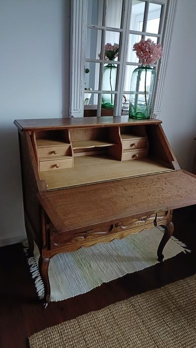 Sekretarzyk drewniany biurko komoda