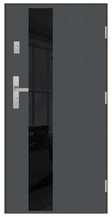 Drzwi wejściowe 72 mm SA-3 GLASS PREMIUM BLACK pełne 90 prawe lub lewe
