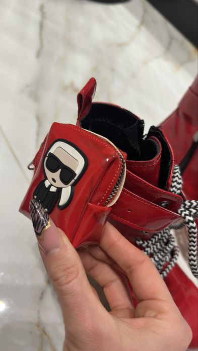 Czerwone botki sznurowane Karl Lagerfeld