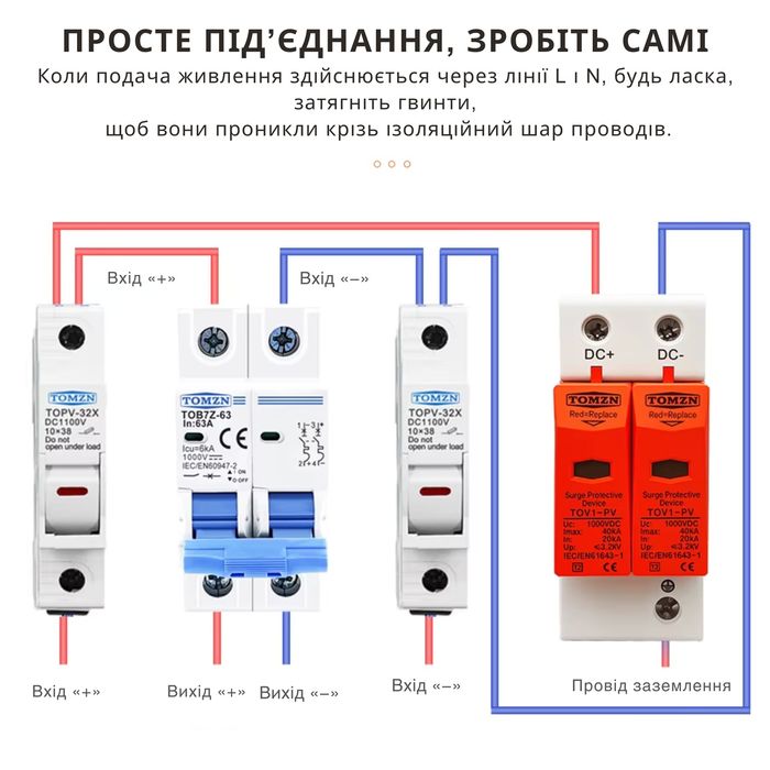 Захист від імп. перенапруг 500 v, 600 V 1000v ПЗІП  УЗИП  TOMZN TOV1-P